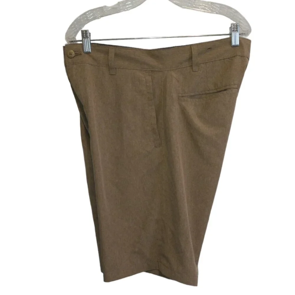 Burnside Men’s Khaki Shorts Sz 34 Lightweight Zip Pockets Casual 10” Inseam